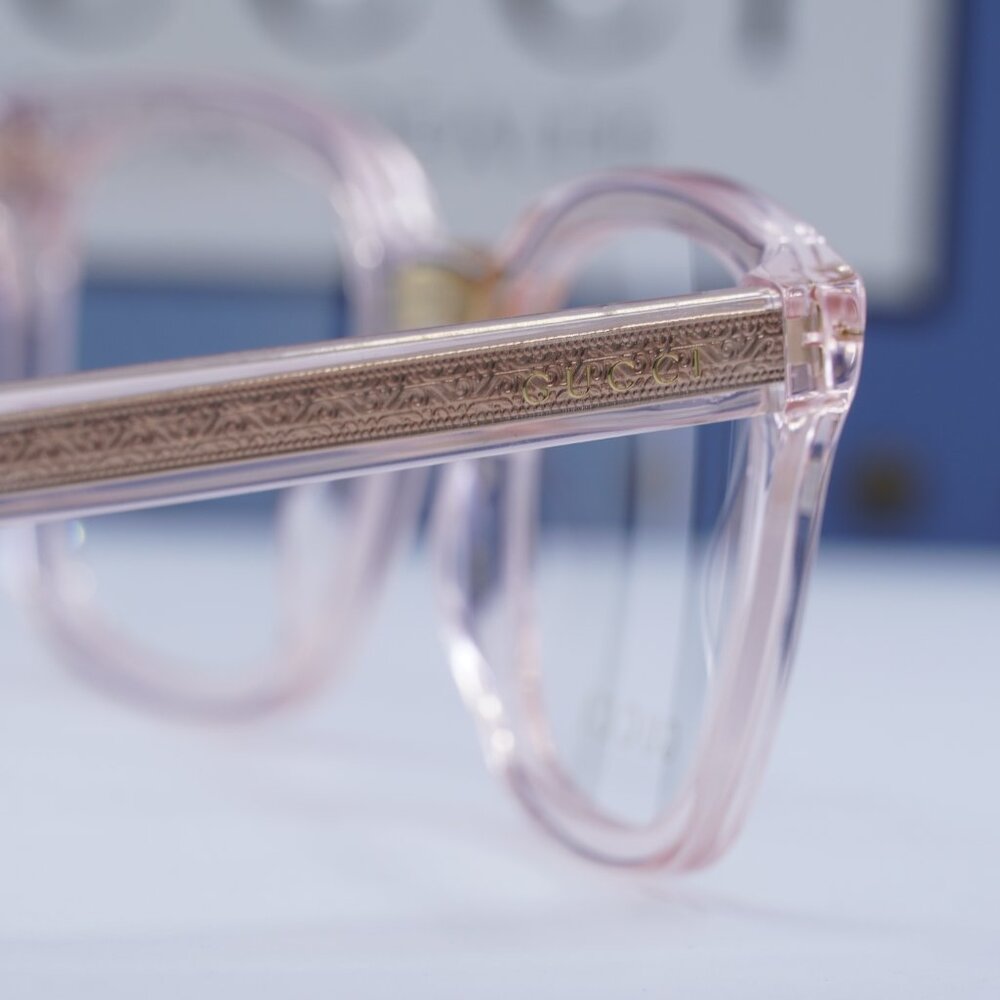 Gucci GG0184O 013 Square Eyeglasses - Transparent Pink 50mm - Picture 10 of 12